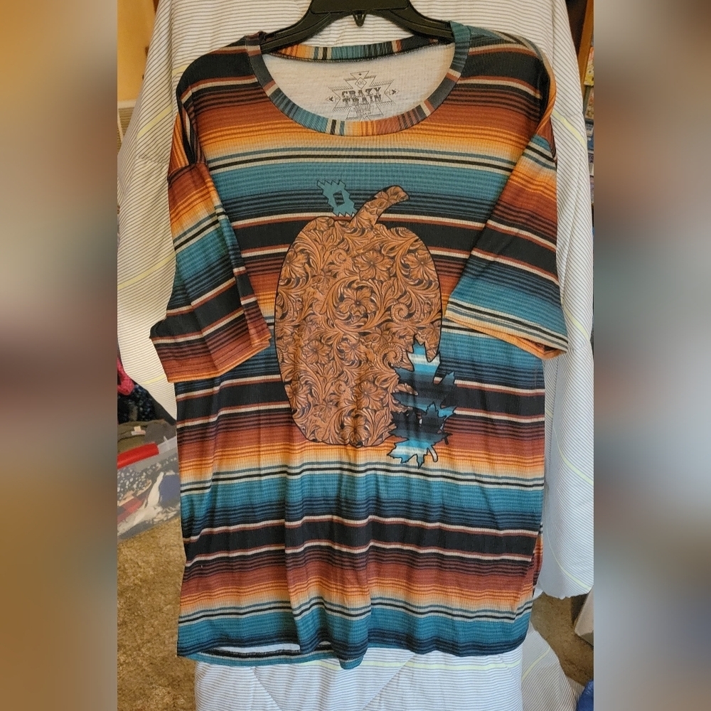 Crazy Train Fall Pumpkin XXL 1/2 Sleeve Tee